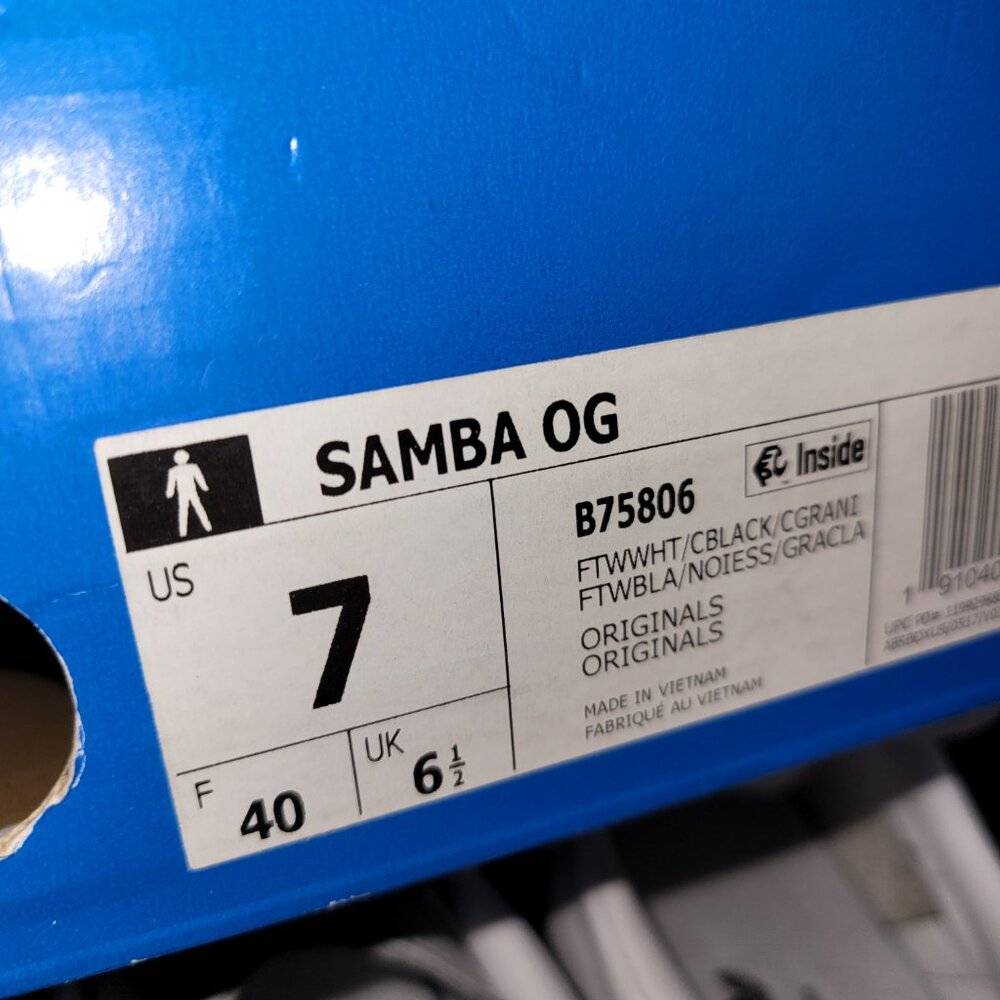 Adidas Samba Men’s Size 7 Originals OG Shoes White & Black Brown Gum B75806 - Picture 7 of 16